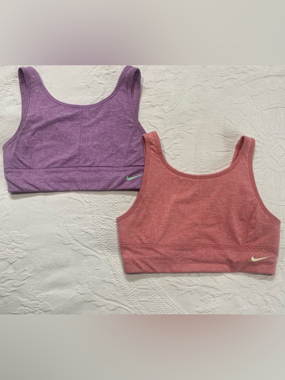 Nike Heathered Purple & Coral Sports Bra Bundle